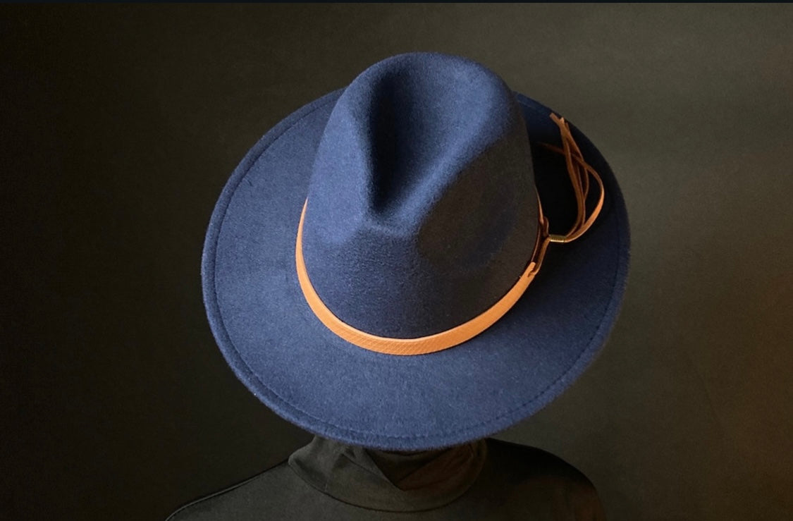 Navy Staple Male Fedora Hat (short brim)