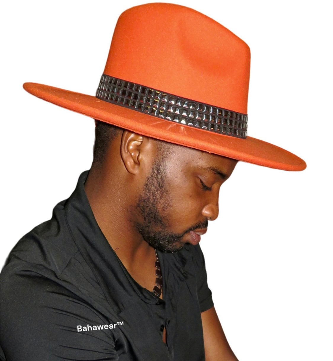 Orange/Gunmetal Male Fedora Hat