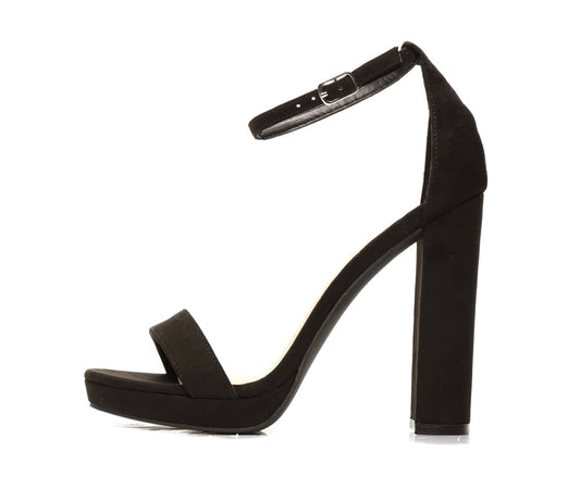 Model Essentials Black  Ankle Strap Block Heel Sandals