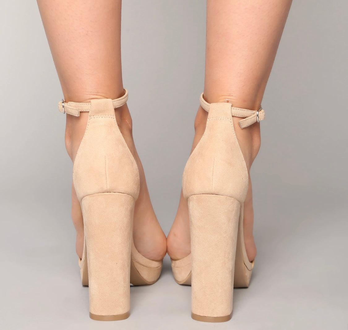 Model Essentials Nude  Ankle Strap Block Heel Sandals
