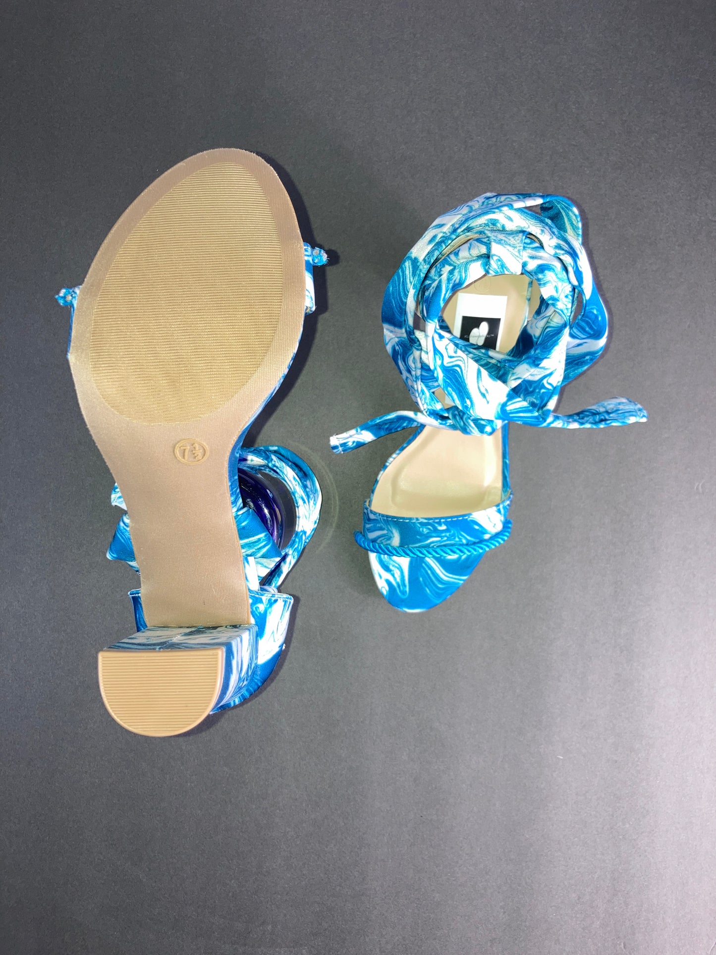 Model Essentials Blue Ankle Wrap Heeled Sandals