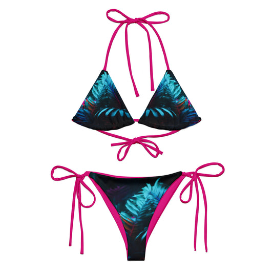 Neon Blue Palm Ladies string bikini by Bahawear™